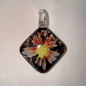 2PC Glass Pendants. Flower Design. EUC